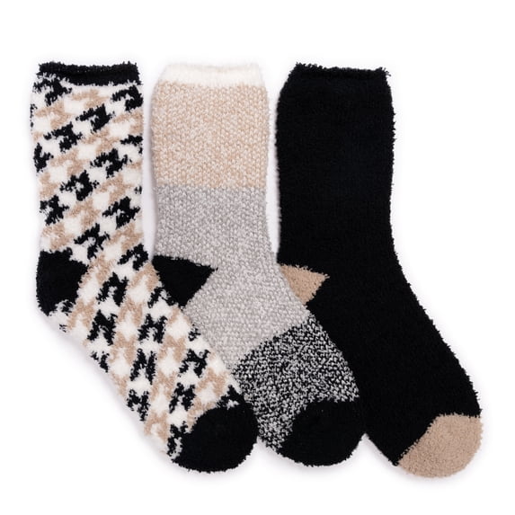 MUK LUKS Women's 3 Pair Pack Crew Cozy Socks