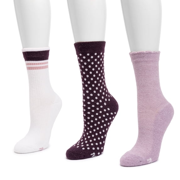 MUK LUKS Women's 3 Pair Pack Dream Step Crew Socks