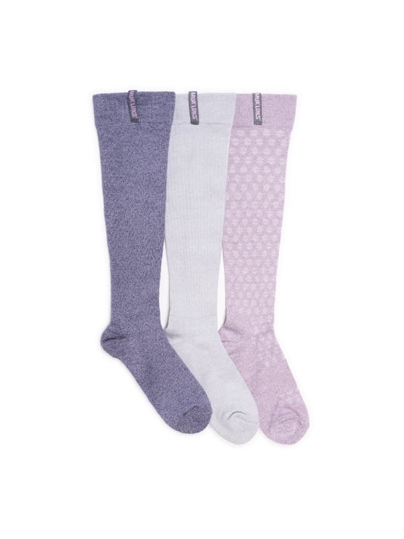 Women's 3 Pair Pack Wide Compression Knee High Bamboo Socks