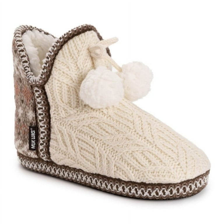 MUK LUKS Women's Amira Slippers, Cozy Winter Booties, Fuzzy Faux