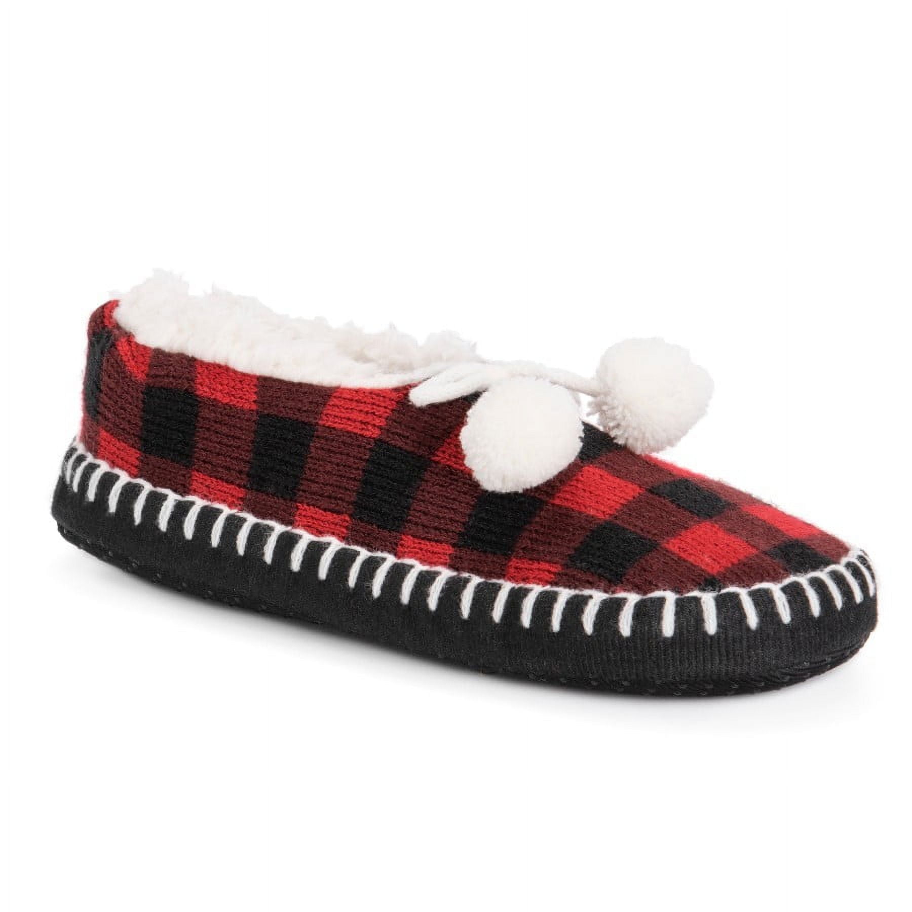 MUK LUKS Women's Ballerina Slippers, Red/Black, S/M (8-10