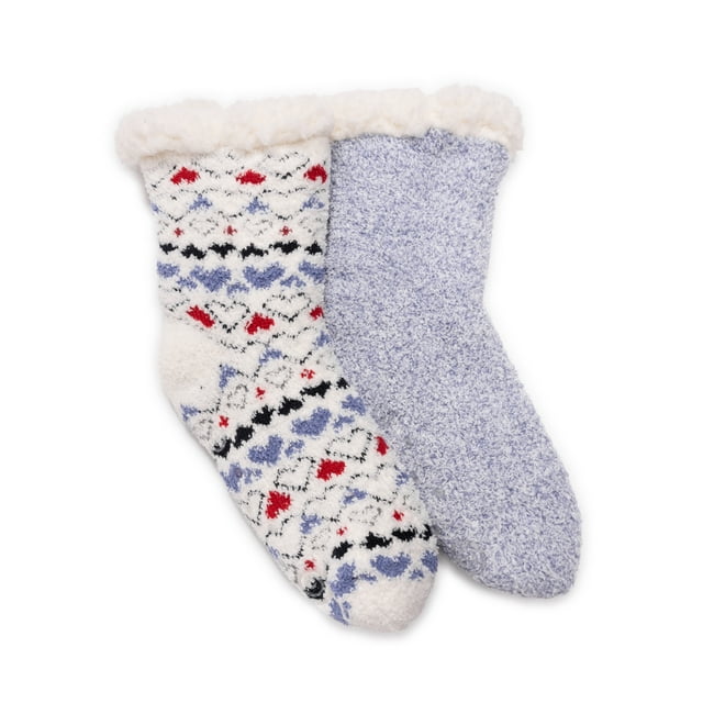 MUK LUKS Women's Cabin Socks, 2 Pairs