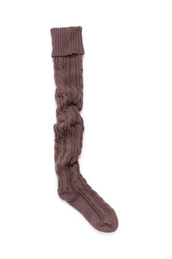 Women's Cable Knit Over the Knee Socks-Purple Haze OS