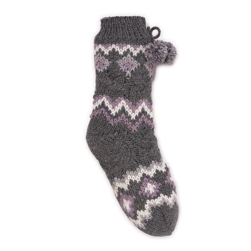MUK LUKS Women's Chunky Fairisle/Cable Mix Cabin Socks
