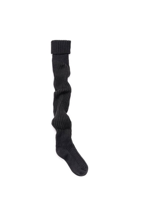 Women's Chunky Ribbed Over the Knee Socks-Ebony OS