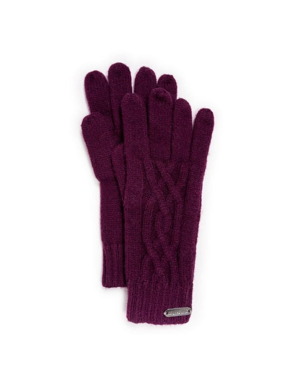 MUK LUKS Women's Cozy Knit Gloves, Dark Cherry, OS