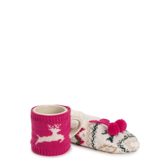 MUK LUKS Women's Cozy Low-Cut Ballerina Slipper Sock Gift Set, Size 6-10
