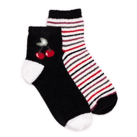 MUK LUKS Women's Regular Fit Spring Cozy Novelty Crew Socks, 2 Pairs