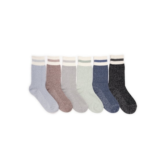 MUK LUKS Women's Crew Boot Socks, 6-Pack, Fits Shoe Sizes 6-11