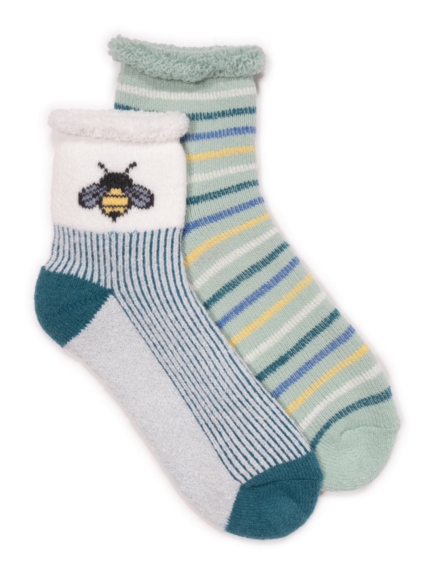 MUK LUKS Women's Crew Lounge Socks, 2-Pack, OSFM
