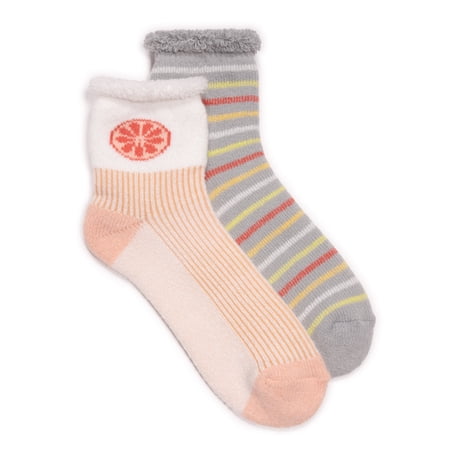 MUK LUKS Women's Crew Lounge Socks, 2-Pack, OSFM