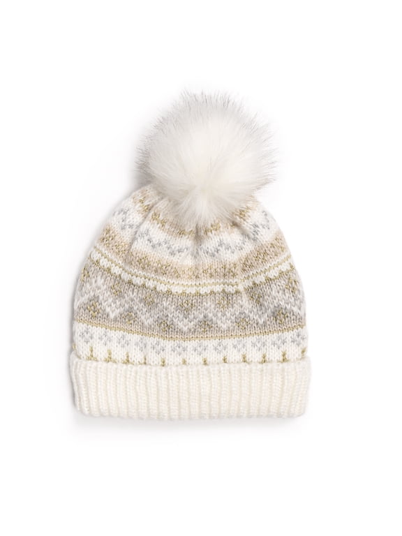 Women's Cuff Knit Beanie with Pom