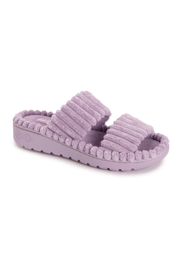 Women's Double Strap Slide-Cloud Ribbed Terry Slipper