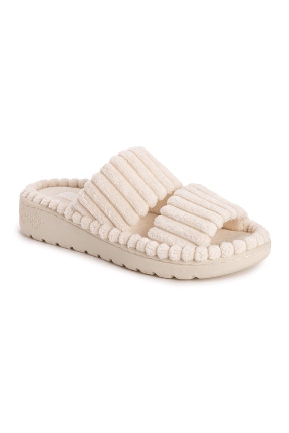 Women's Double Strap Slide-Cloud Ribbed Terry Slipper