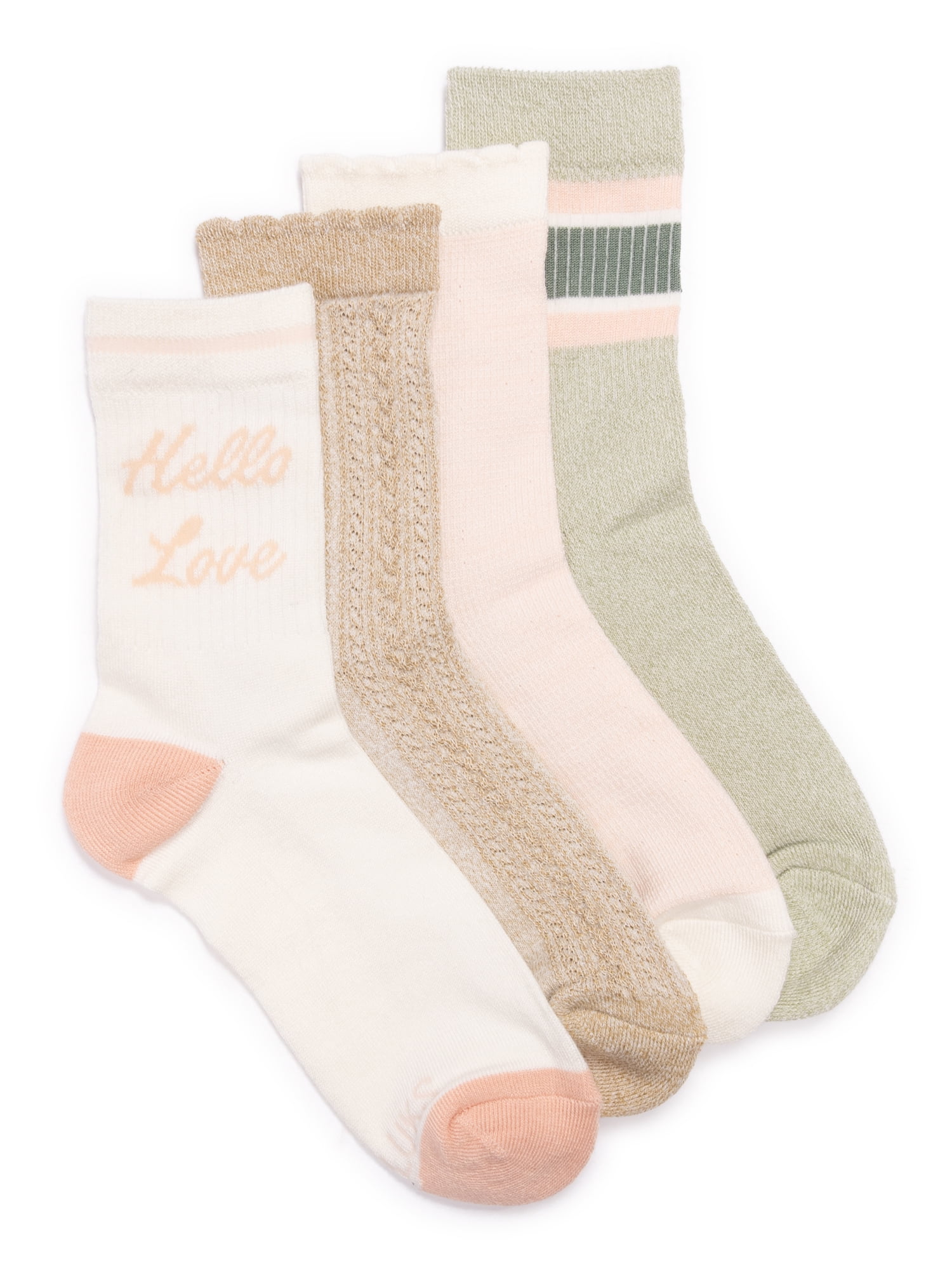 MUK LUKS Women's Dream Step Crew Socks, 4-Pack, OSFM