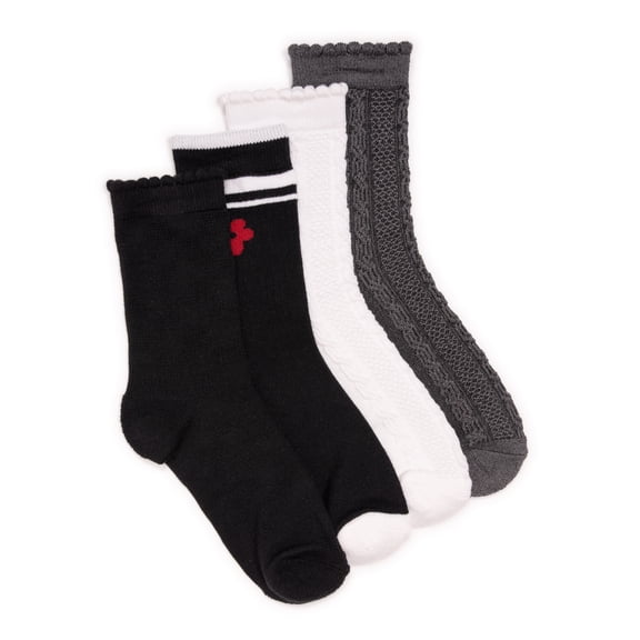 MUK LUKS Women's Dream Step Crew Socks, 4-Pack, OSFM