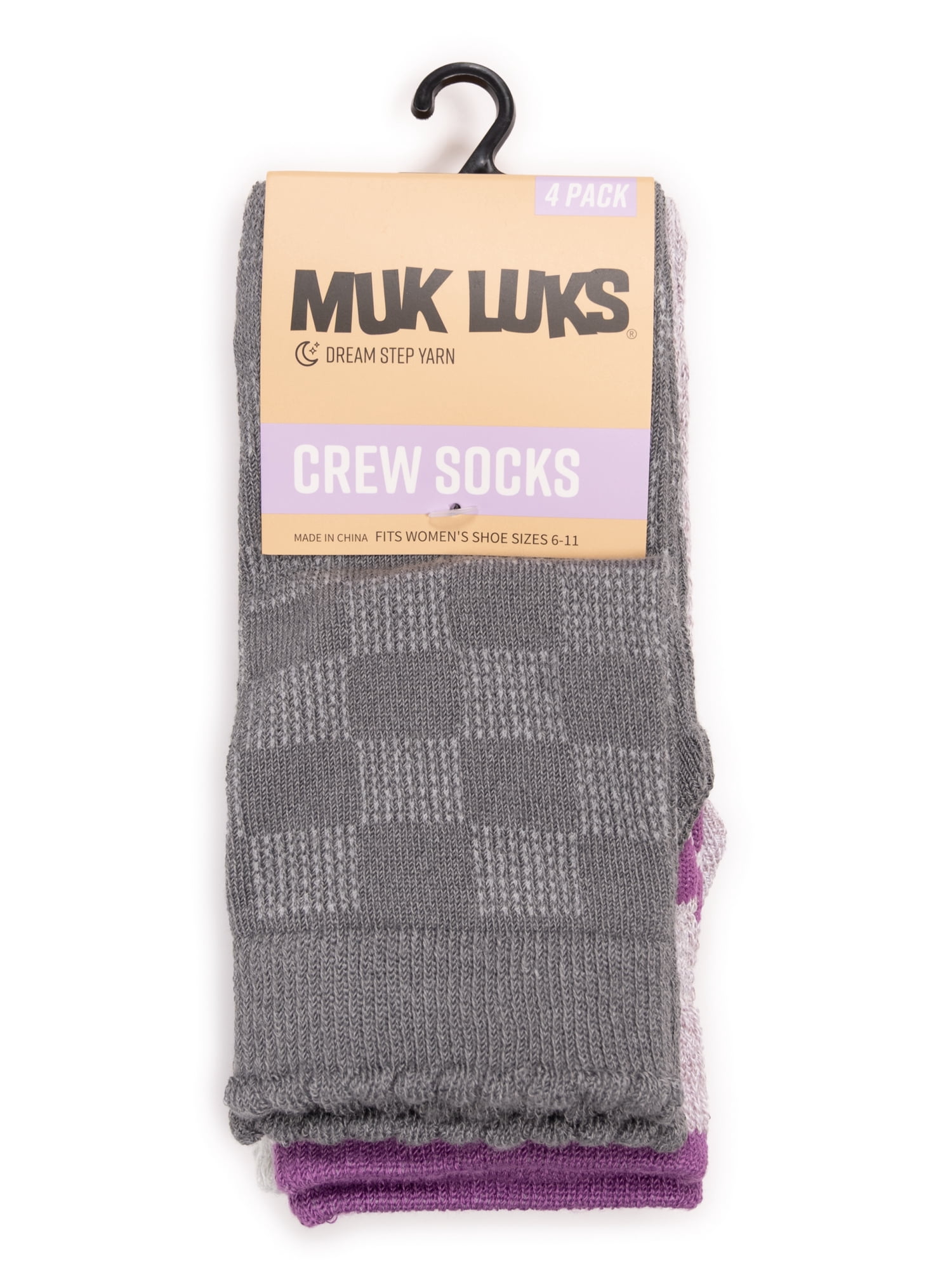 MUK LUKS Women's Dream Step Crew Socks, 4-Pack, OSFM