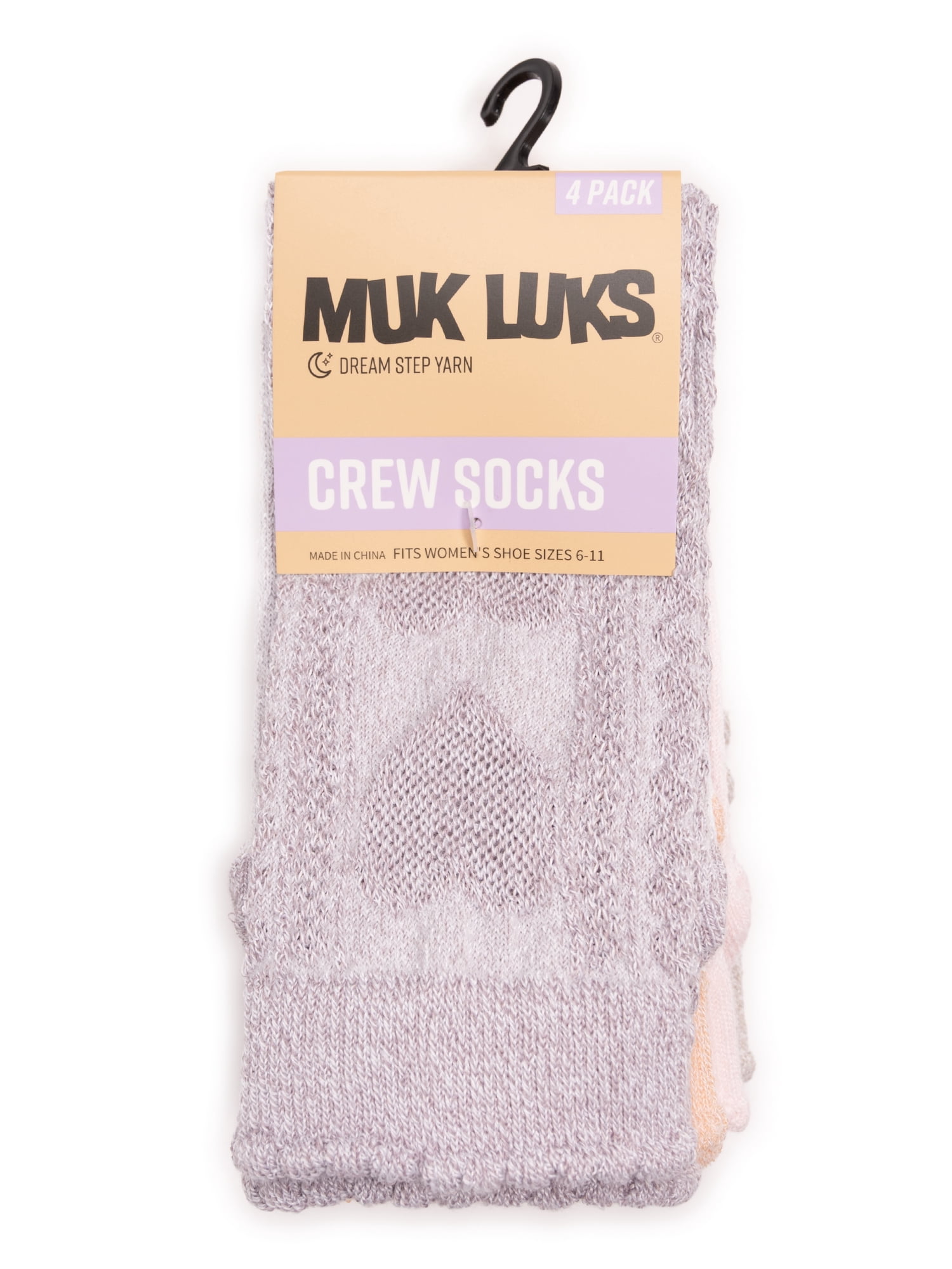 MUK LUKS Women's Dream Step Crew Socks, 4-Pack, OSFM