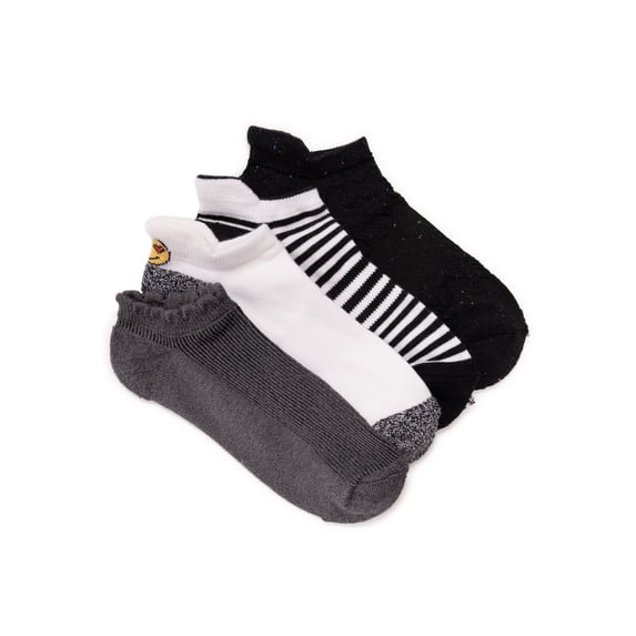 MUK LUKS Women's Dream Step Low-Cut Ankle Socks, 4-Pack, OSFM