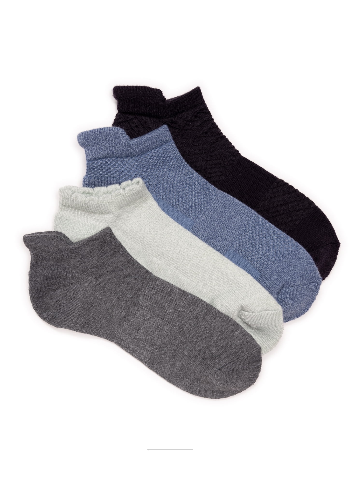 MUK LUKS Women's Dream Step Low-Cut Ankle Socks, 4-Pack, OSFM