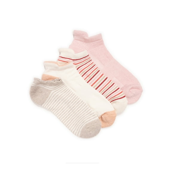 MUK LUKS Women's Dream Step Low-Cut Ankle Socks, 4-Pack, OSFM