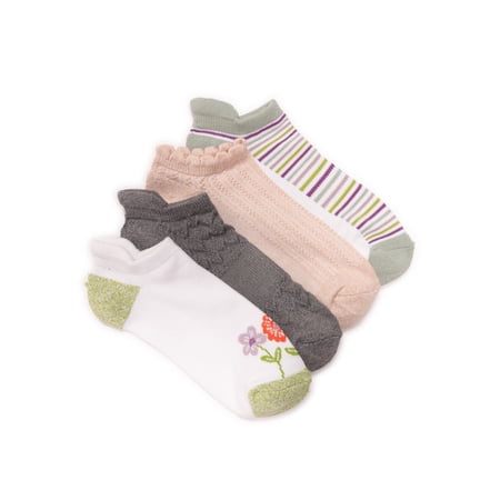 MUK LUKS Women's Dream Step Low-Cut Ankle Socks, 4-Pack, OSFM