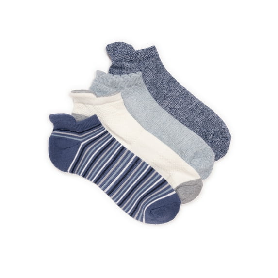 MUK LUKS Women's Dream Step Low-Cut Ankle Socks, 4-Pack, OSFM