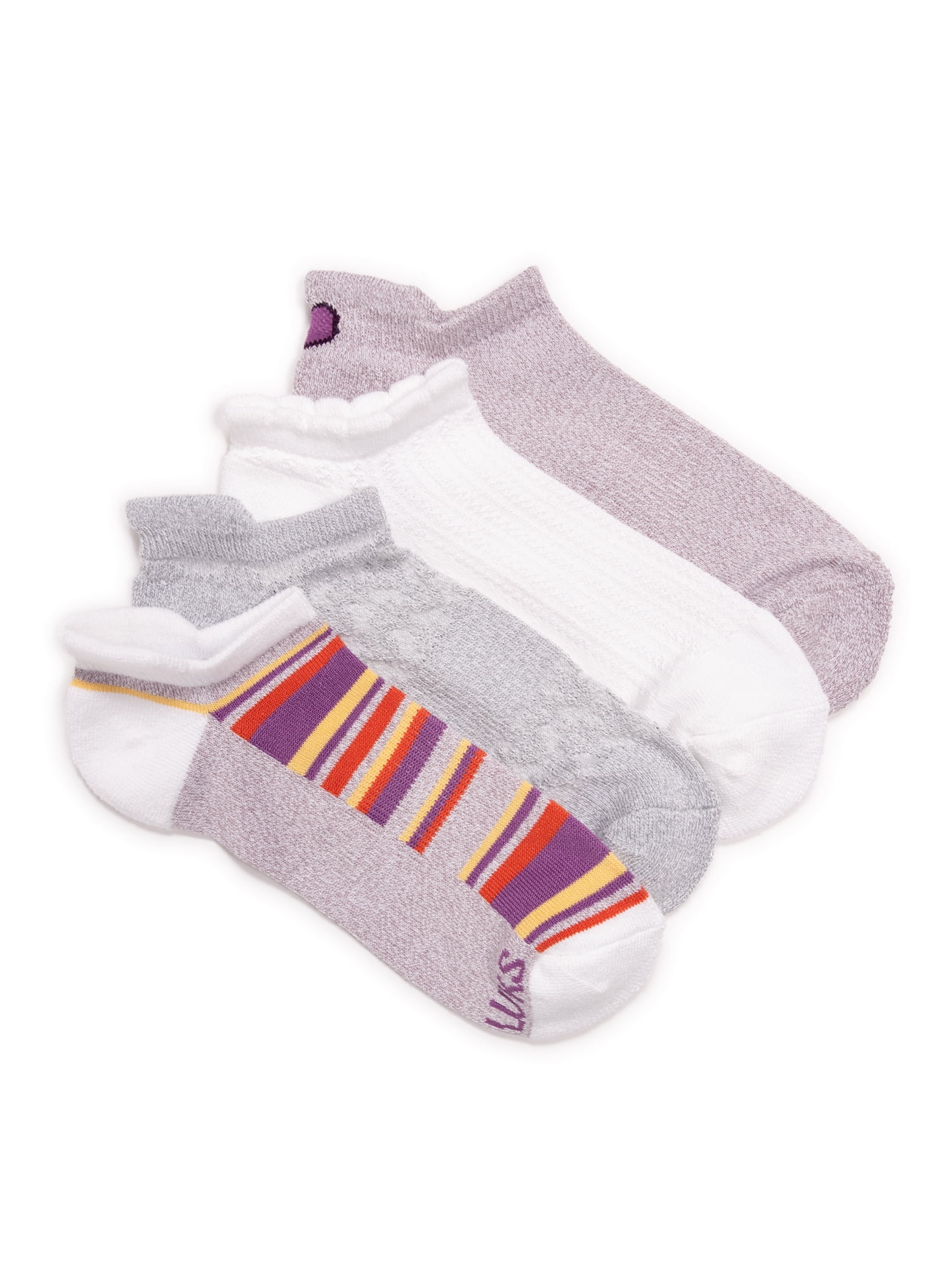 MUK LUKS Women's Dream Step Low-Cut Ankle Socks, 4-Pack, OSFM