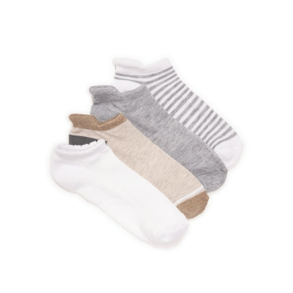 MUK LUKS Women's Dream Step Low-Cut Ankle Socks, 4-Pack, OSFM