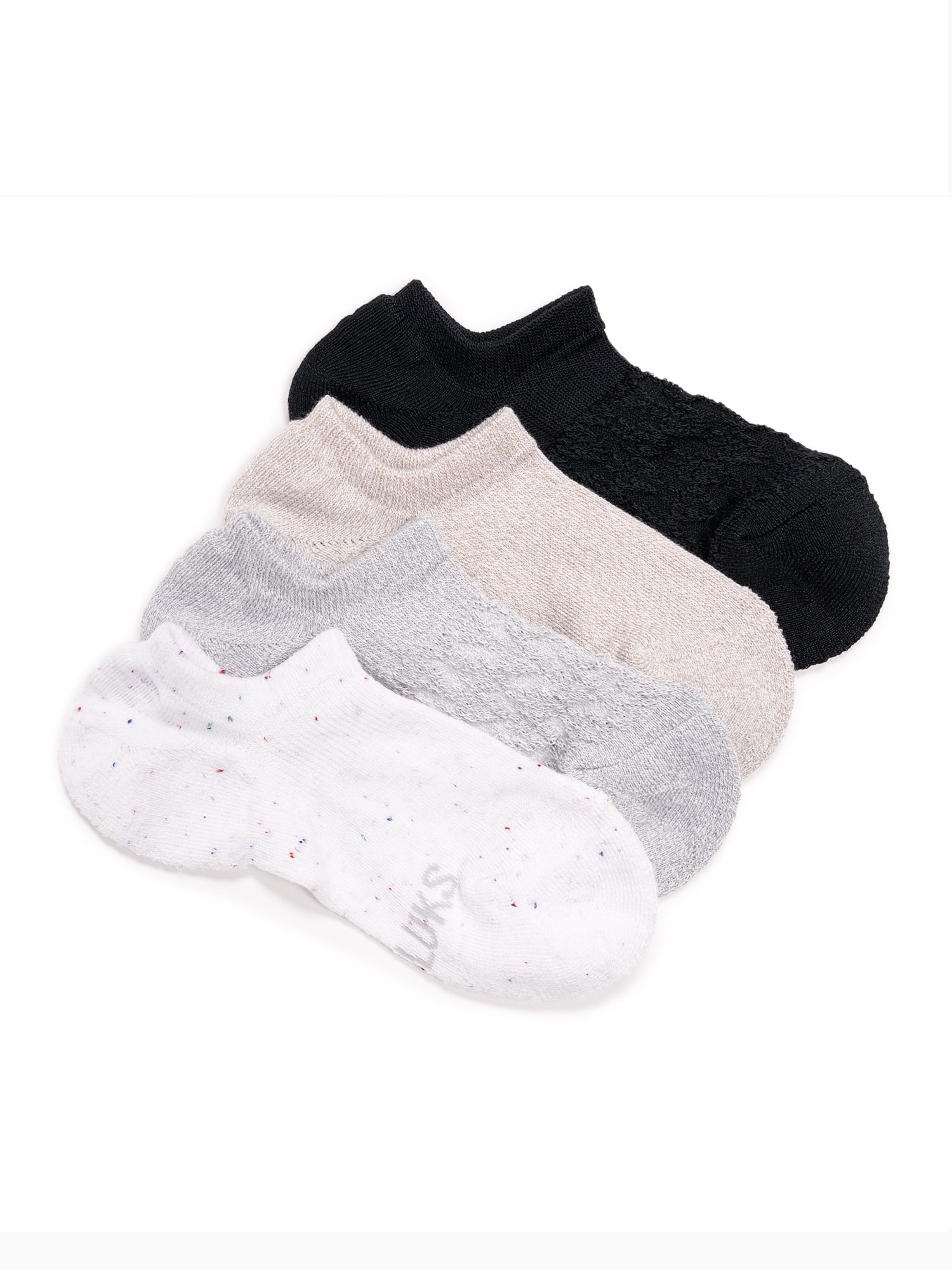 MUK LUKS Women's Dream Step No-Show Liner Socks, 4-Pack, OSFM