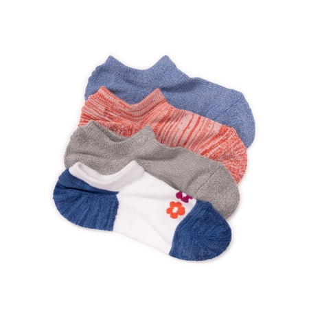 MUK LUKS Women's Dream Step No-Show Liner Socks, 4-Pack, OSFM