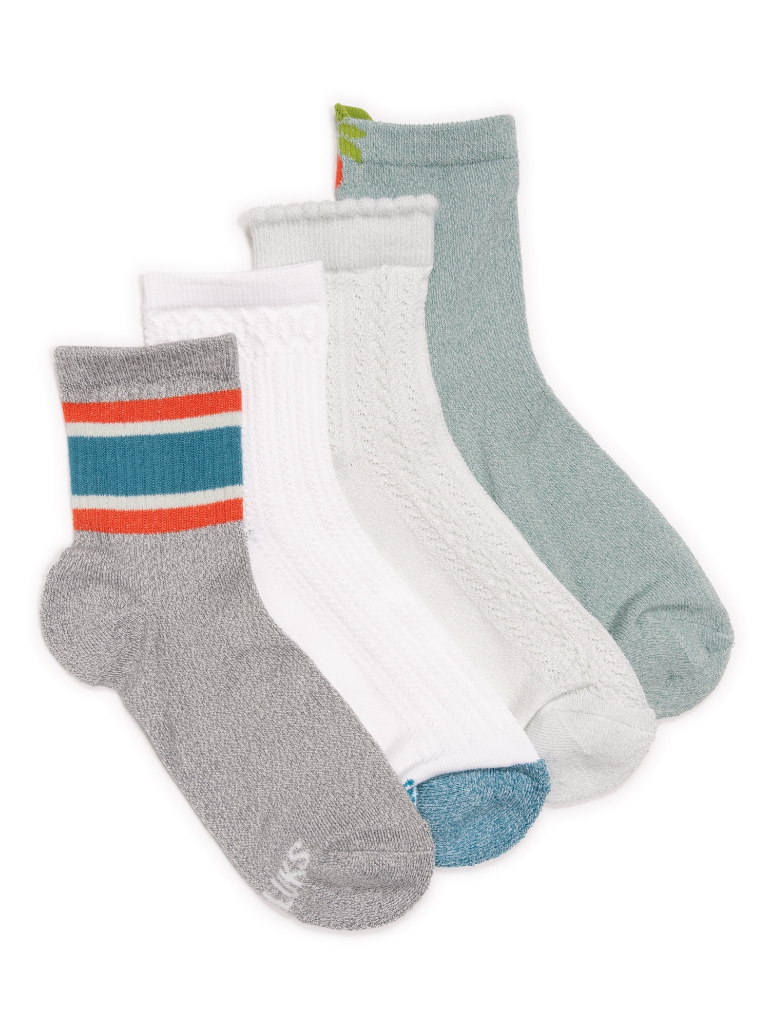 MUK LUKS Women's Dream Step Quarter Crew Socks, 4 Pair Pack