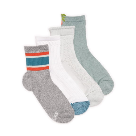 MUK LUKS Women's Dream Step Quarter Crew Socks, 4 Pair Pack