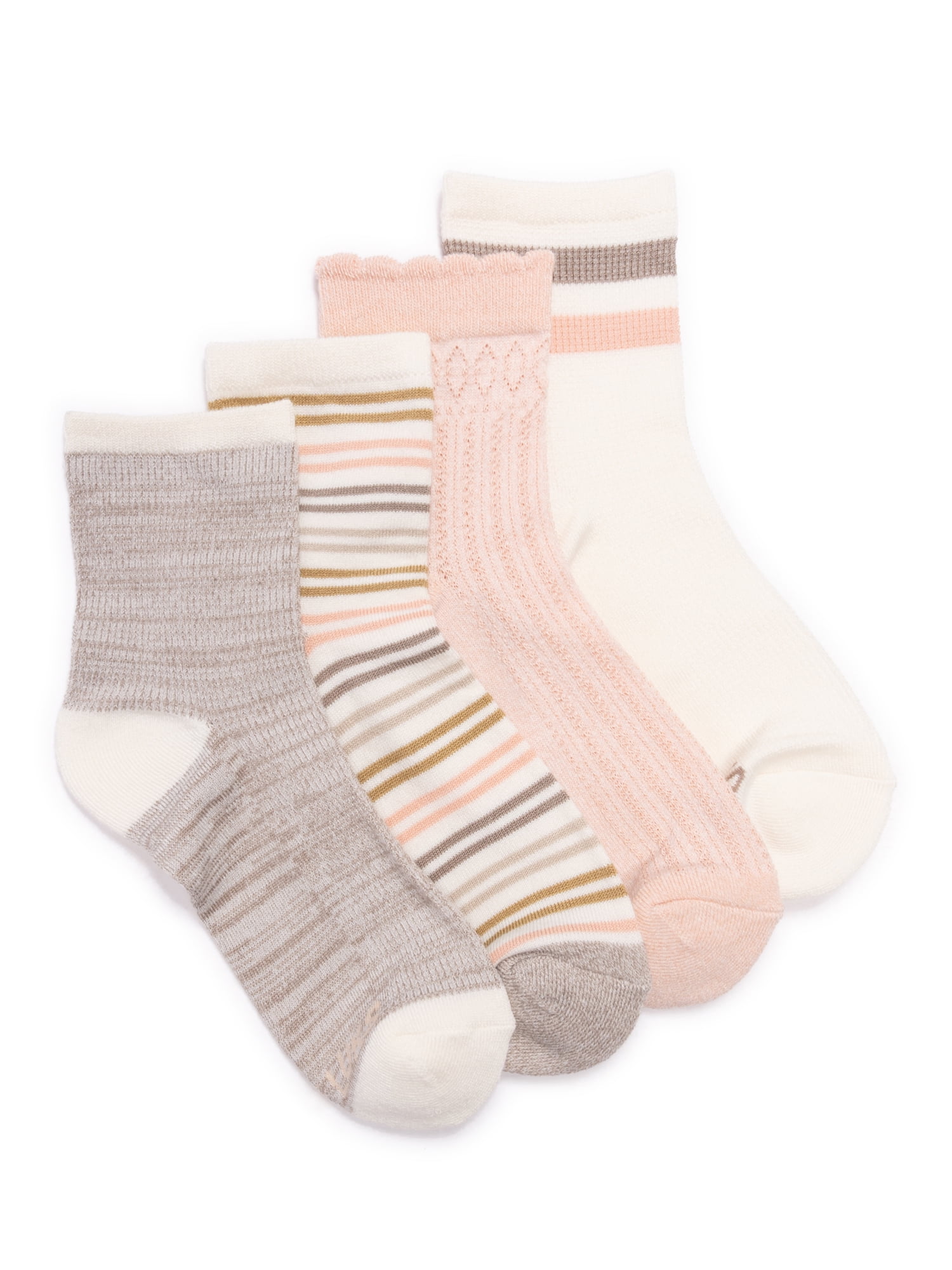 MUK LUKS Women's Dream Step Quarter Crew Socks, 4 Pair Pack