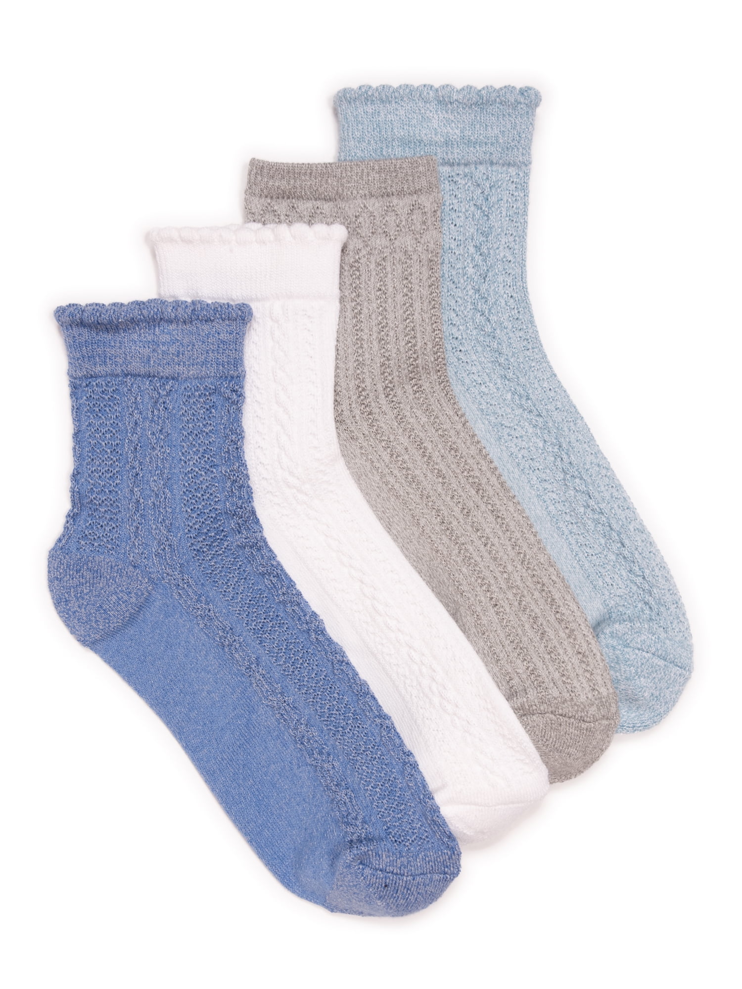 MUK LUKS Women's Dream Step Quarter Crew Socks, 4 Pair Pack