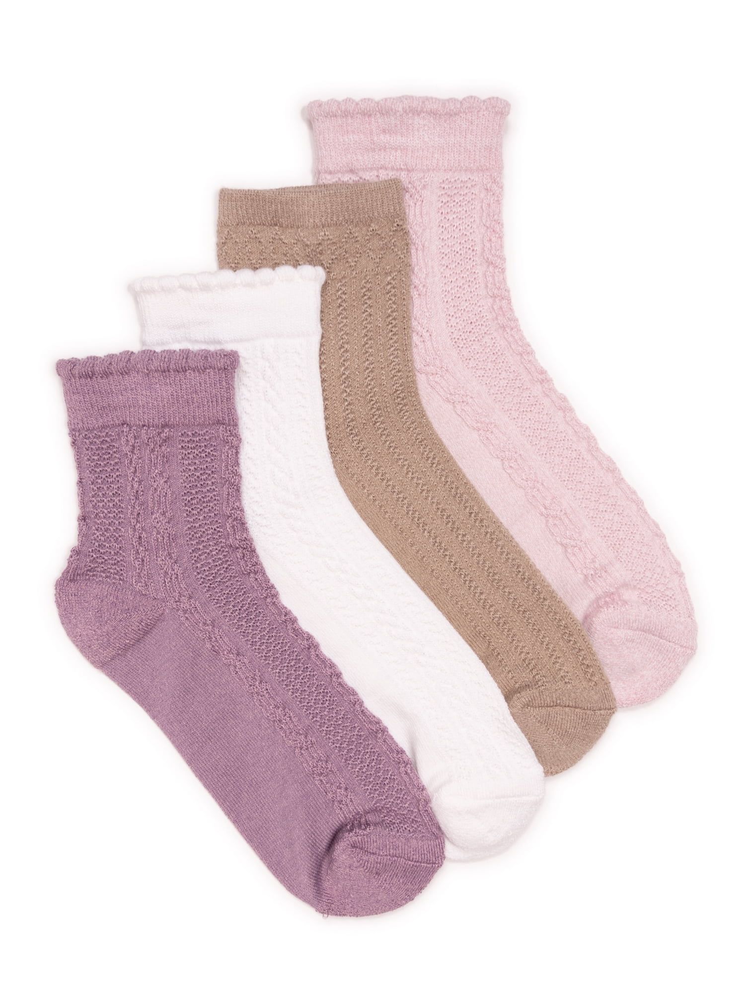 MUK LUKS Women's Dream Step Quarter Crew Socks, 4 Pair Pack