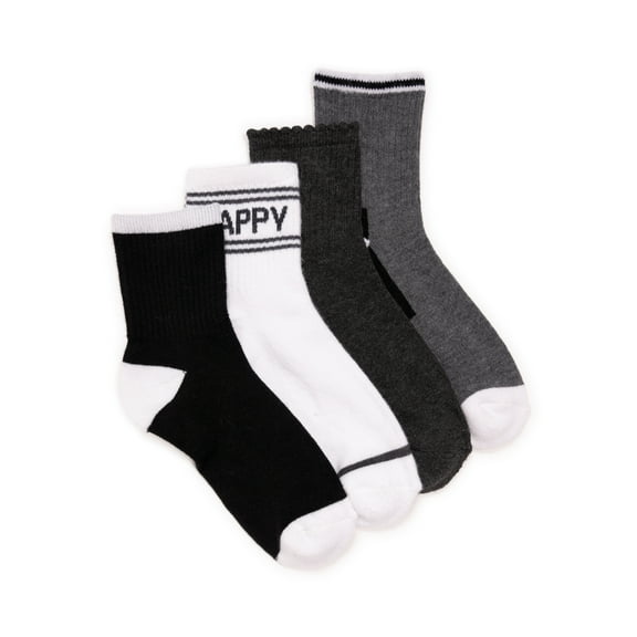 MUK LUKS Women's Dream Step Quarter Crew Socks, 4-Pack, OSFM