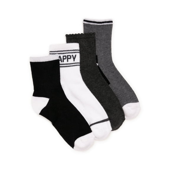 MUK LUKS Women's Dream Step Quarter Crew Socks, 4-Pack, OSFM