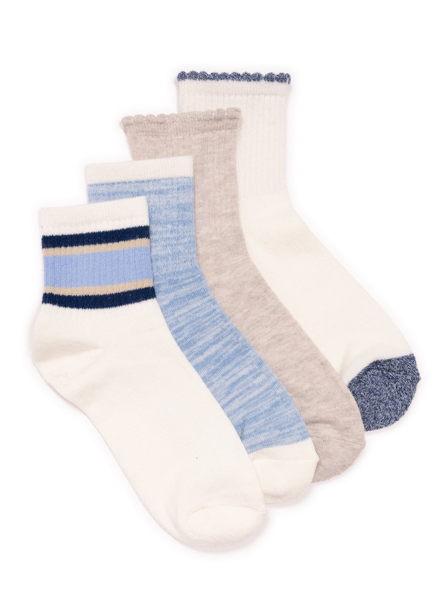 MUK LUKS Women's Dream Step Quarter Crew Socks, 4 Pair Pack