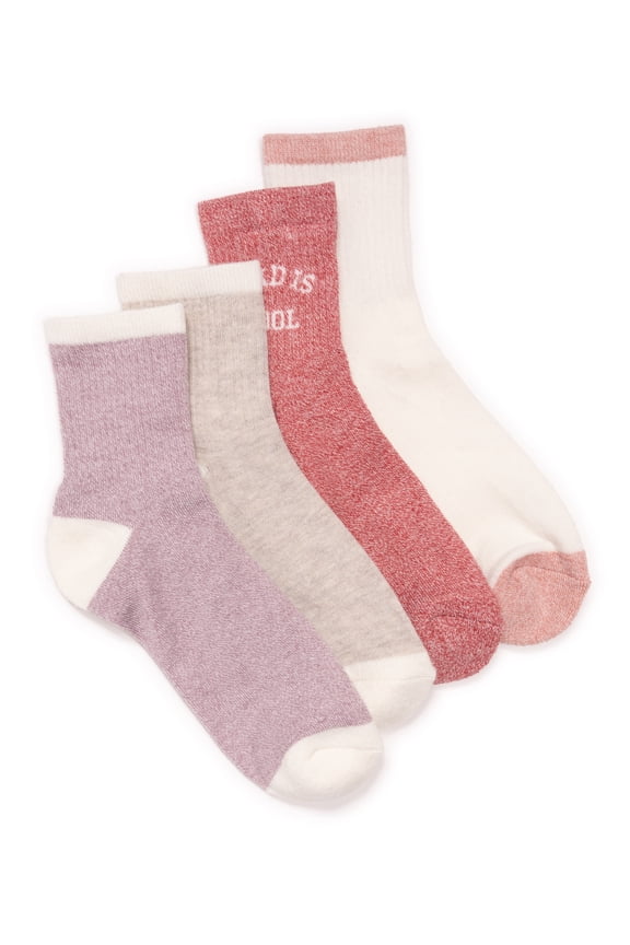 Women's Dream Step Quarter Crew Socks, 4-Pack, OSFM