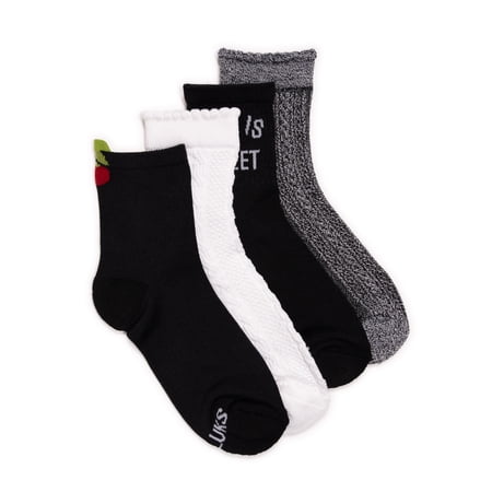 MUK LUKS Women's Dream Step Quarter Crew Socks, 4 Pair Pack