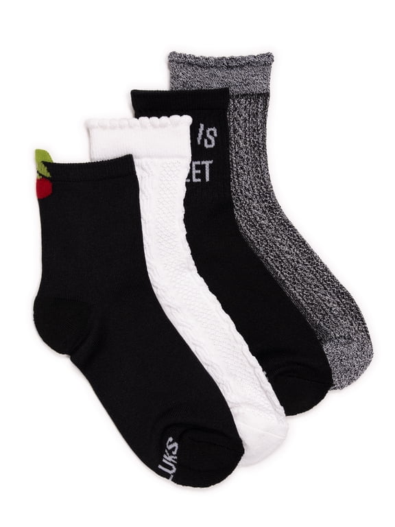 Women's Dream Step Quarter Crew Socks, 4 Pair Pack
