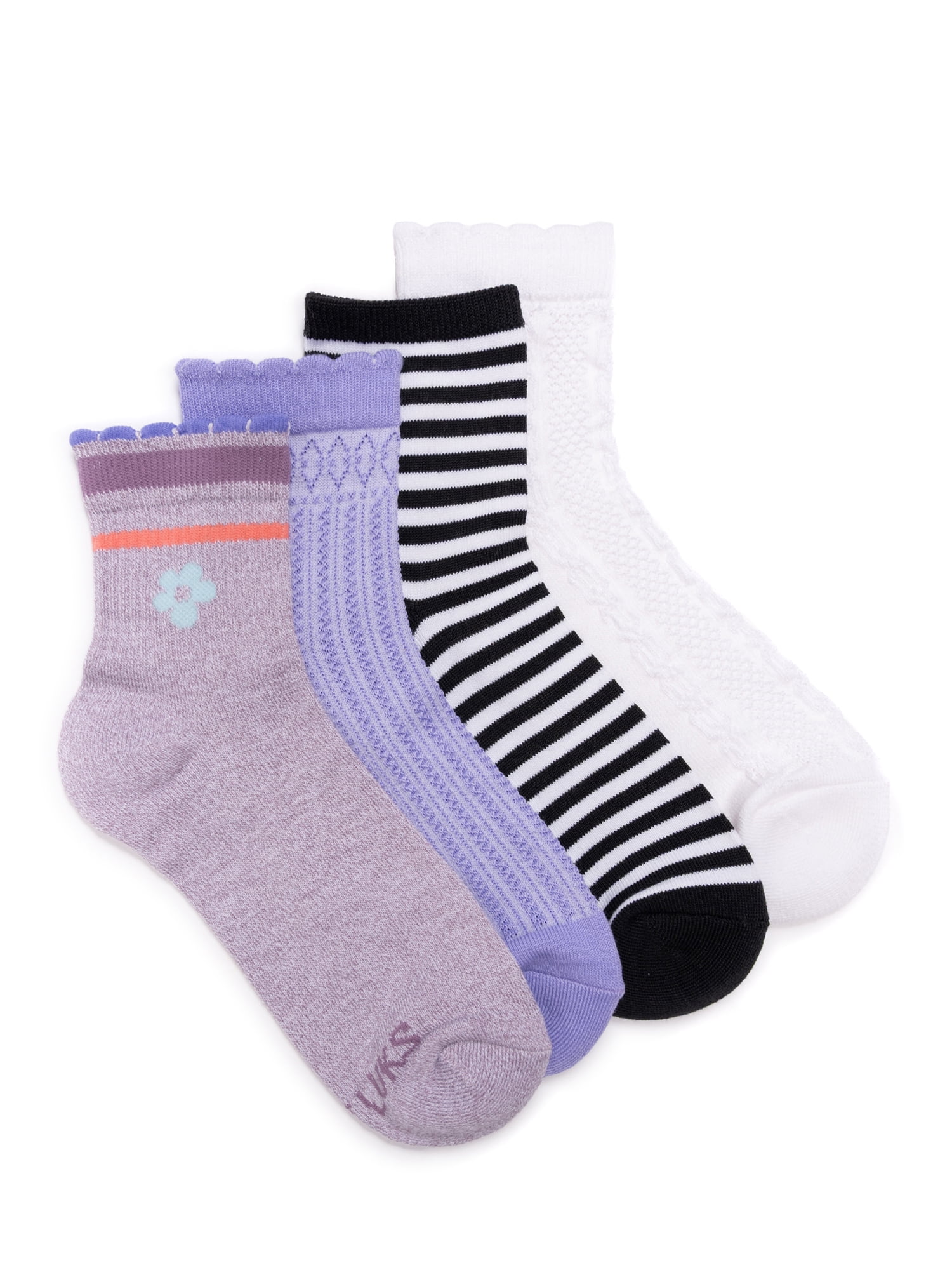 MUK LUKS Women's Dream Step Quarter Crew Socks, 4 Pair Pack