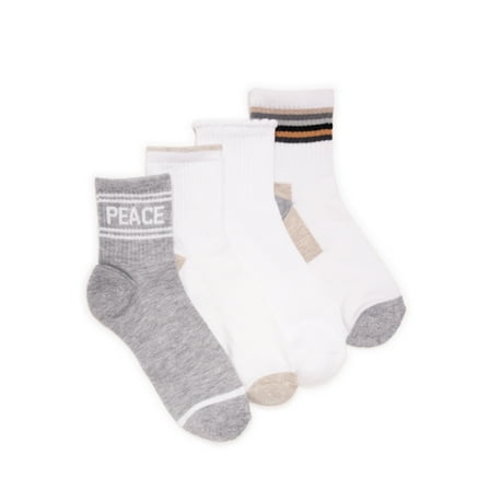 MUK LUKS Women's Dream Step Quarter Crew Socks, 4-Pack, OSFM