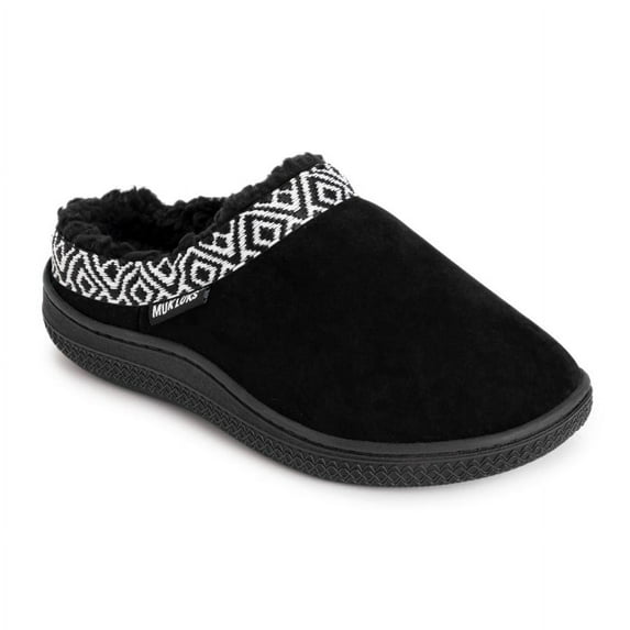 MUK LUKS Women's Faux Sueded Clog, Black, M (7-8)