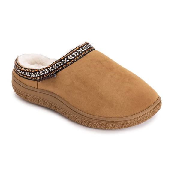 MUK LUKS Women's Faux Sueded Clog, Tan, L (9-10)