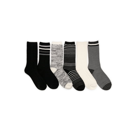 MUK LUKS Women's Fluffy Dream Crew Boot Socks, 6-Pack, OSFM