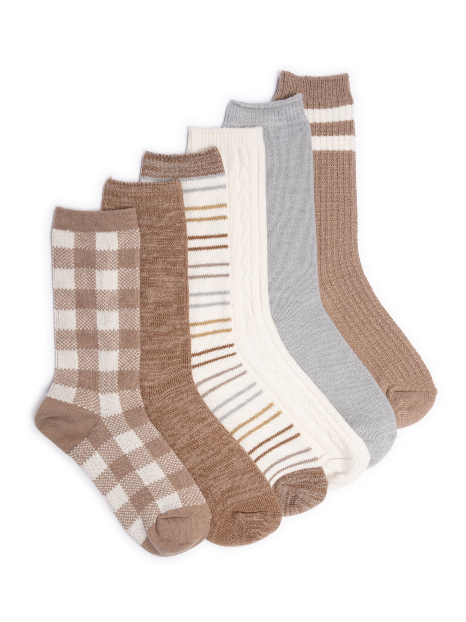 MUK LUKS Women's Fluffy Dream Crew Socks, 6-Pack, One Size