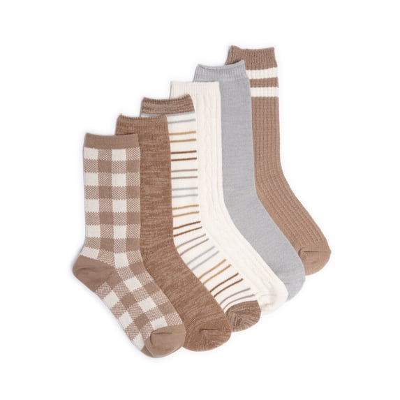 MUK LUKS Women's Fluffy Dream Crew Socks, 6-Pack, One Size