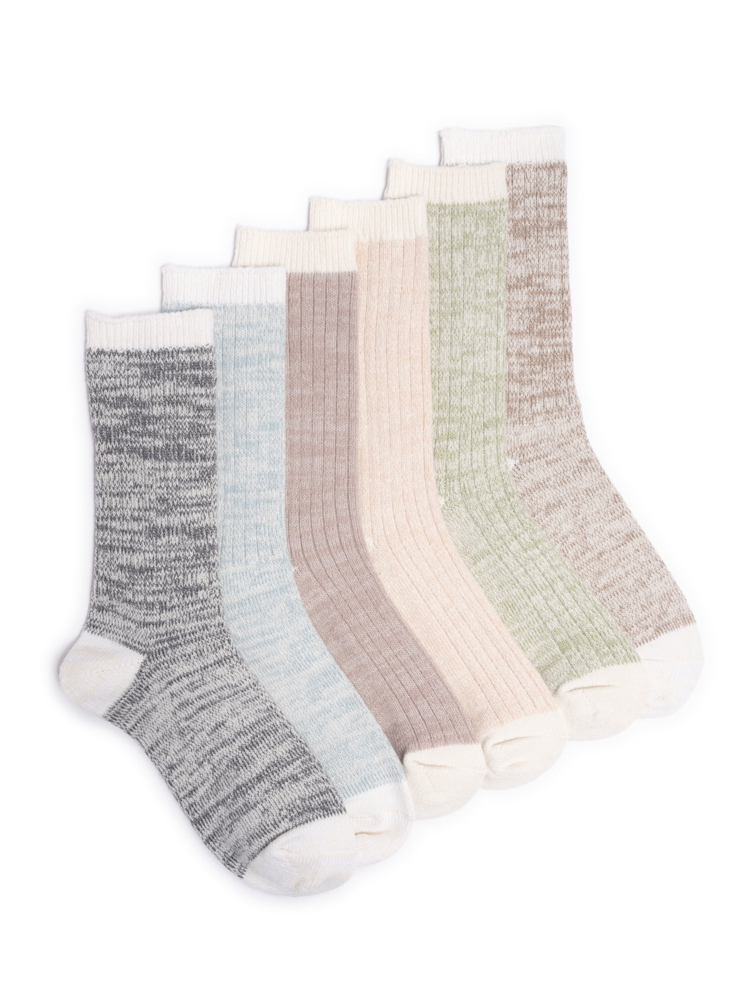 MUK LUKS Women's Fluffy Dream Crew Socks, 6-Pack, One Size